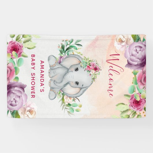 Wild One - Baby Elephant und Blume Banner (Horizontal)