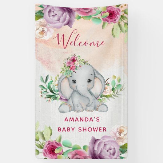 Wild One - Baby Elephant und Blume Banner (Vertikal)
