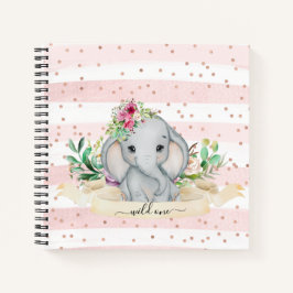 Wild One - Baby Elephant und Blume Notizblock