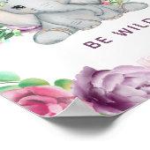 Wild One - Baby Elephant und Blume Poster (Ecke)