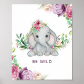Wild One - Baby Elephant und Blume Poster (Vorne)