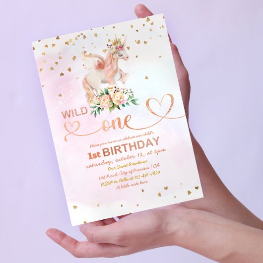 Wild One Baby Girl 1. Geburtstag Einladung
