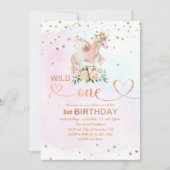 Wild One Baby Girl 1. Geburtstag Einladung (Vorderseite)