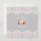 Wild ONE Baby Girl Fox Blume & Lace Einladung (Rückseite)