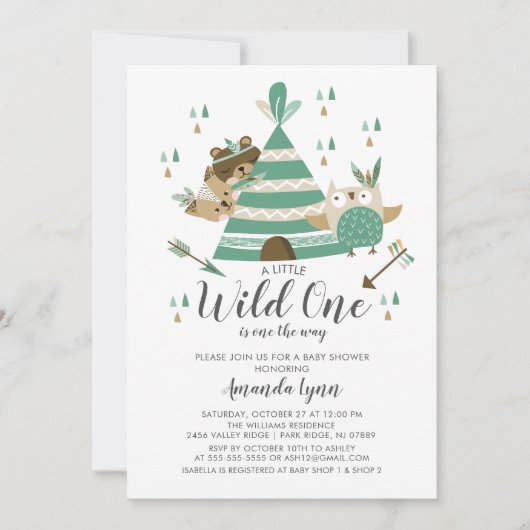 Wild One Baby Shower Einladung (Vorderseite)