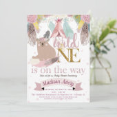 Wild One Baby Shower Girl Einladung (Stehend Vorderseite)