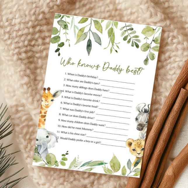Wild One Baby Shower kennt Daddy Best Game (Wild One Safari Baby Shower Game)