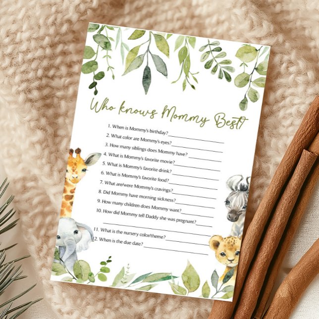 Wild One Baby Shower kennt Mommy Best Game (Wild One Safari Baby Shower Game)