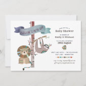 Wild One Baby Shower Tribal Sloth TeePee Einladung (Vorderseite)