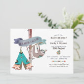 Wild One Baby Shower Tribal Sloth TeePee Einladung (Stehend Vorderseite)