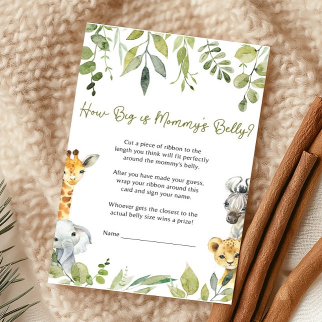 Wild One Baby Shower Wie groß ist Mommys Bly Game (Wild One Safari Baby Shower Game)