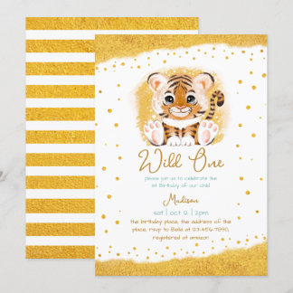 Wild One Baby Tiger Child Niedlich erster Geburtst Einladung