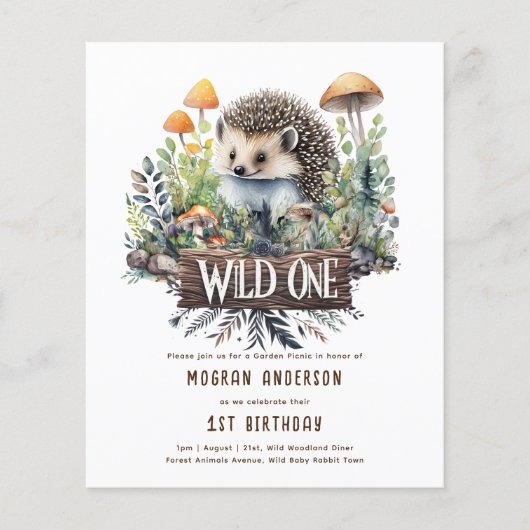 Wild One Baby Woodland Animals Igel Rustikal (Vorderseite)