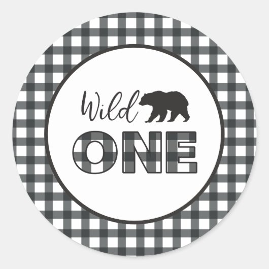 Wild One Bar Black Buffalo Kariert erster Geburtst Runder Aufkleber (Vorderseite)