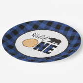 Wild One Bären blue Buffalo Kariert erster Geburts Pappteller (Schrägansicht)