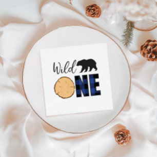Wild One Bären blue Buffalo Kariert erster Geburts Serviette
