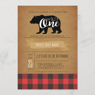 Wild-One-Bären | Einladung zum ersten Geburtstag