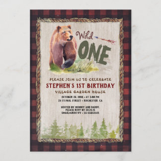WILD ONE Bären Lumberjack Abenteuer Geburtstagspar Einladung