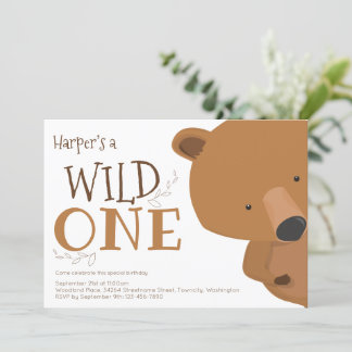 Wild One Bear Blick auf den ersten Geburtstag Einl Einladung