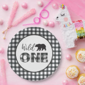 Wild One Bear Buffalo Kariert erster Geburtstag Pappteller (Party)