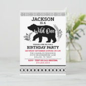 Wild One Bear Einladung zum ersten Geburtstag (Stehend Vorderseite)