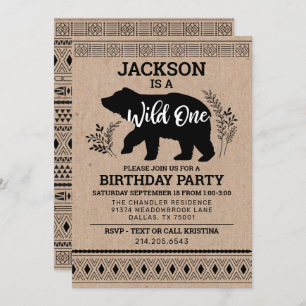 Wild One Bear Einladung zum ersten Geburtstag