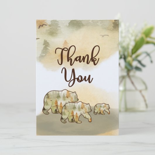 Wild One Bears Woodland Babydusche Danke (Stehend Vorderseite)