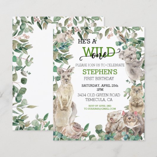 Wild One Birthday Australian Animals (Vorne/Hinten)