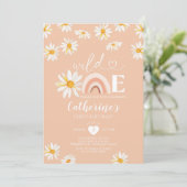 Wild One Birthday Boho Rainbow Daisy Blume Einladung (Stehend Vorderseite)