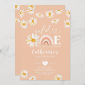 Wild One Birthday Boho Rainbow Daisy Blume Einladung (Vorne/Hinten)