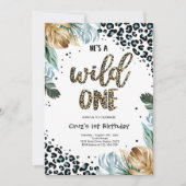 Wild One Birthday Boy Leopard Print Jungle Party Einladung (Vorderseite)