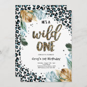 Wild One Birthday Boy Leopard Print Jungle Party Einladung (Vorne/Hinten)