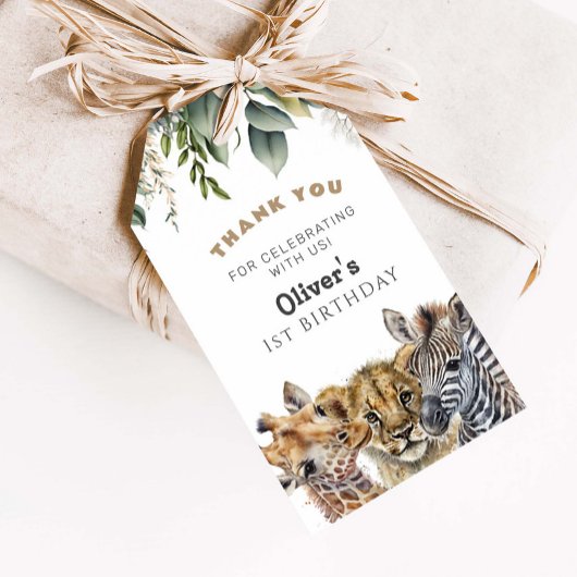 Wild One Birthday Boy Safari Tiere Danke Gi Geschenkanhänger