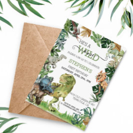 Wild One Birthday Dinosaur Raptor Tyrannosaurs Einladung