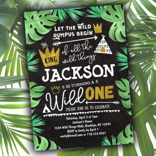 Wild ONE Birthday Einladung Boy Wild Things 1.