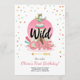 Wild One Birthday Einladung Teepee Boho Girl Wood