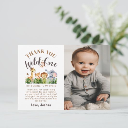 Wild One Birthday Foto Danke Karte (Stehend Vorderseite)