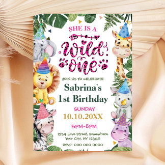 Wild-One-Birthday-Girl-Einladung Einladung
