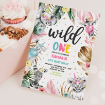 Wild One Birthday Gold Safari Jungle Animals Party