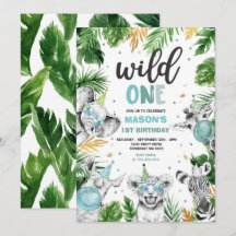 Wild One Birthday Gold Safari Jungle Animals Party