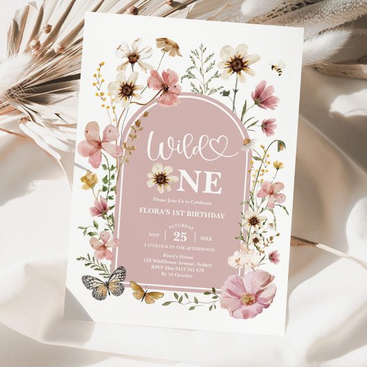 Wild One Birthday Invitation: Blush Wildflower Edi Einladung