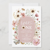 Wild One Birthday Invitation: Blush Wildflower Edi Einladung (Vorderseite)