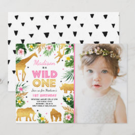 Wild One Birthday Invitation Safari Animals Party Einladung