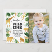 Wild One Birthday Invitation Safari Animals Party Einladung (Vorderseite)