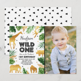 Wild One Birthday Invitation Safari Animals Party Einladung