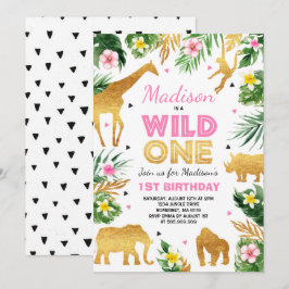 Wild One Birthday Invitation Safari Animals Party Einladung