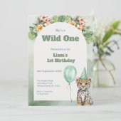 Wild One Birthday Invitation • Safari Jungle Party Einladung (Stehend Vorderseite)