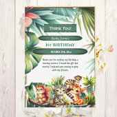 Wild One Birthday Jungle Safari Tropische Vegetati Dankeskarte