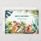 Wild One Birthday Jungle Safari Tropische Vegetati Einladung (Rückseite)