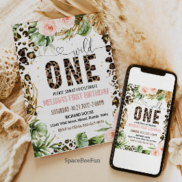 Wild One Birthday Leopard Print Wild Jungle Party Einladung